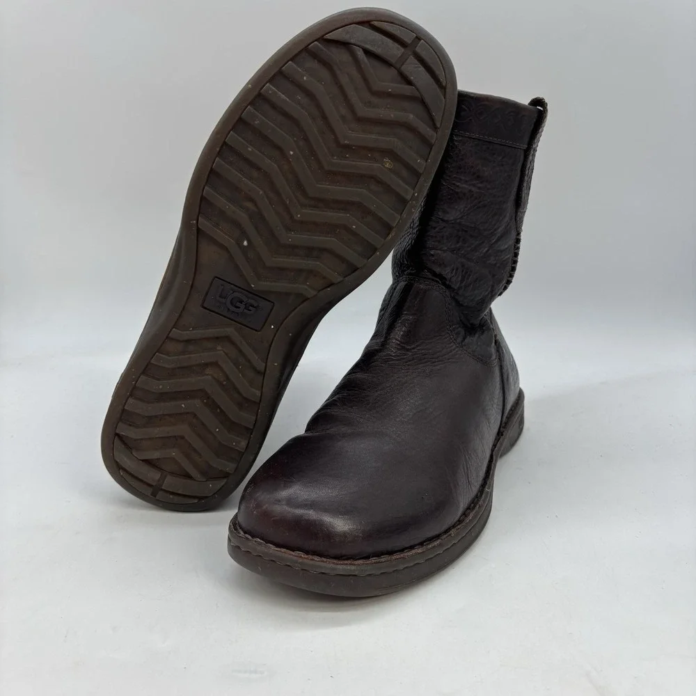 Ugg Men's Newbreak Black Leather Tall Biker Ridding Boots Model 3036 Size 7.5